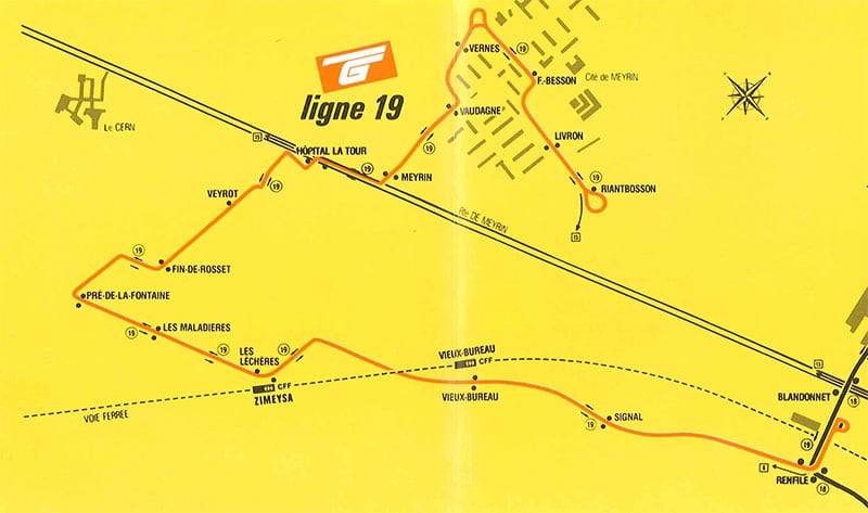 Plan de la ligne 19 lors de la création le 31 mai 1987 - Collection SNOTPG