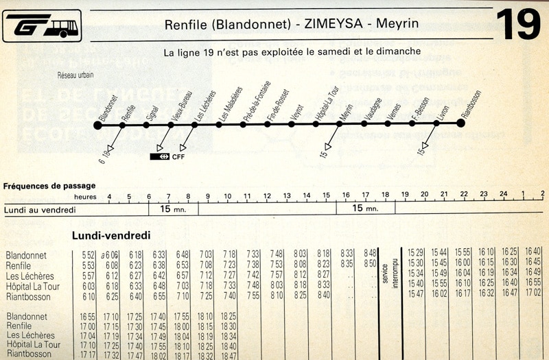 Horaire du 27 mai 1985 - Collection SNOTPG