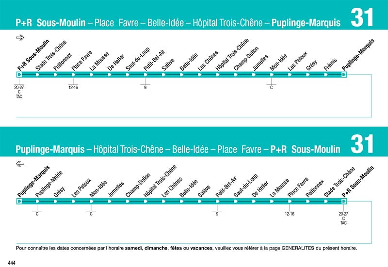 Horaire ligne 31 - décembre 2006 - Collection SNOTPG - Clic pour télécharger