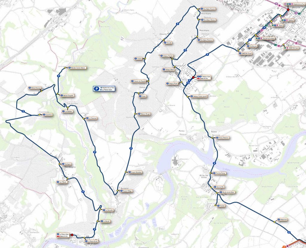 Plan ligne P - Carte SNOTPG