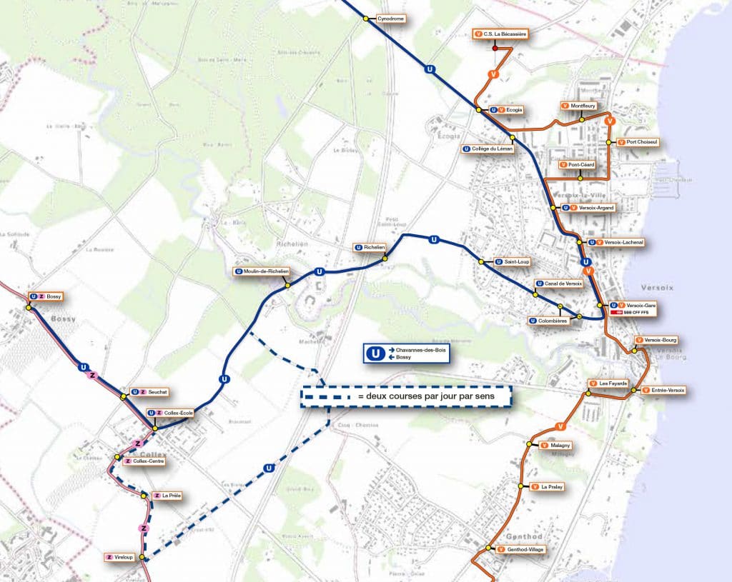 Plan ligne U - Carte SNOTPG