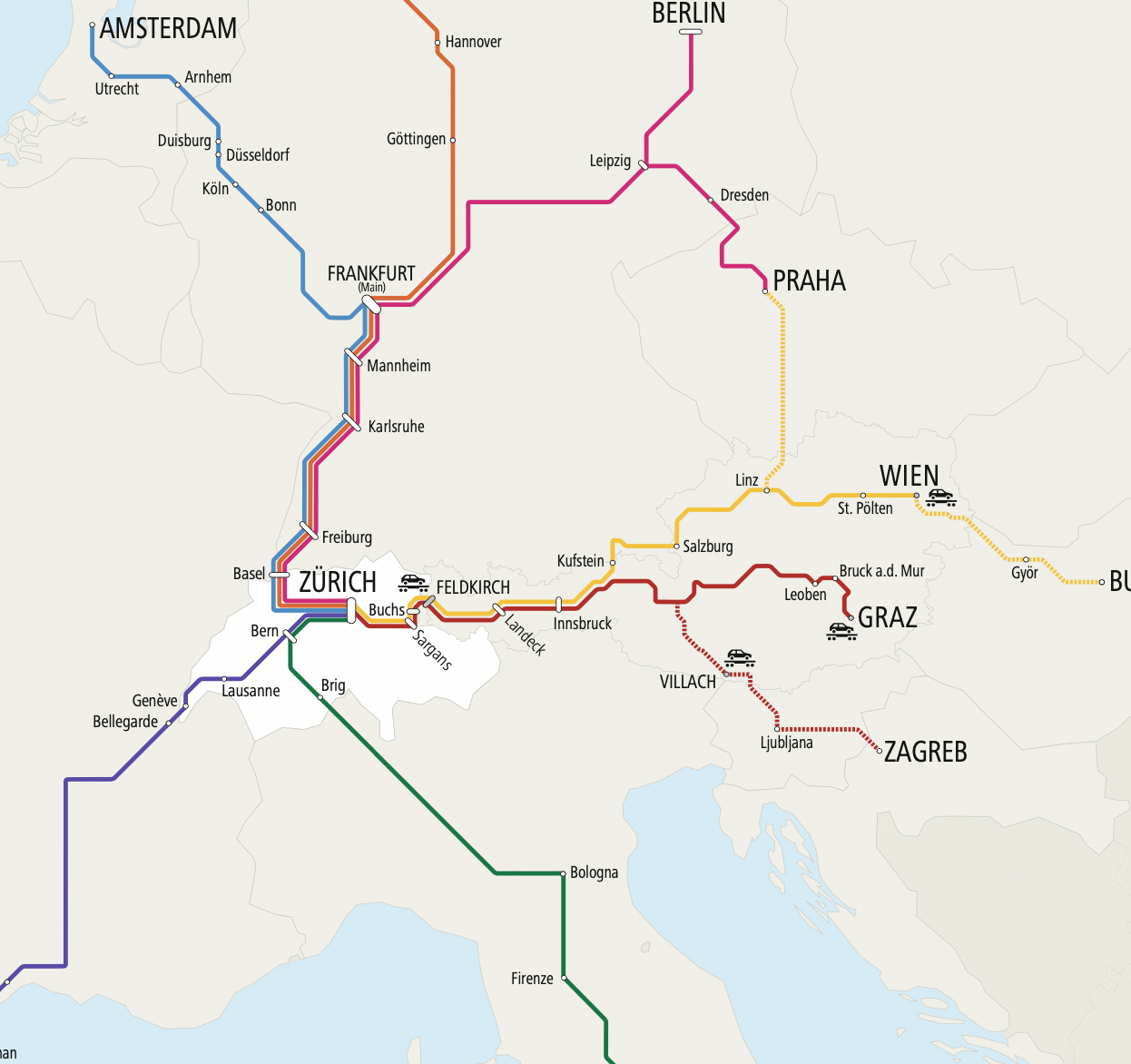 Réseau Nightjet Suisse 2024: Les CFF et les ÖBB veulent développer davantage l’offre de trains de nuit en Europe.