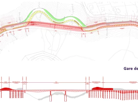Un nouveau pont et une ligne ferroviaire séparée de la route entre Villars et Gryon